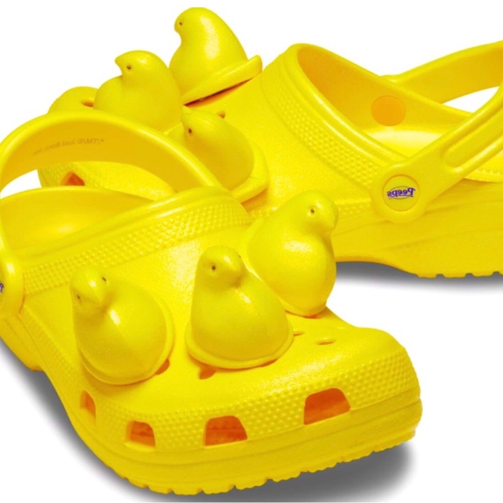 ❤️ CROCS ❤️ COLLECTION EXTREMELY RARE LIMITED EDITION PEEPS YELLOW 3D JIBBITZ . - Picture 2 of 12